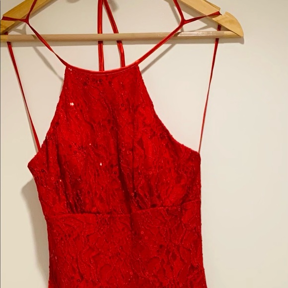 Worn Once! Red sleek mermaid style prom dress - Picture 3 of 5